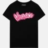 Versace Logo UnisexT-Shirt Con StampaNero/Fuxia Bambini T-shirt & Top 1VE26G02U-Q11