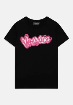 Versace Logo UnisexT-Shirt Con StampaNero/Fuxia Bambini T-shirt & Top 1VE26G02U-Q11