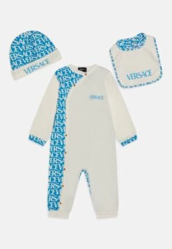 Versace Baby Gift Allover Kids Logo SetBerrettoBianco/Azzurro Bambini Tute E Set 1VE23D00C-A11