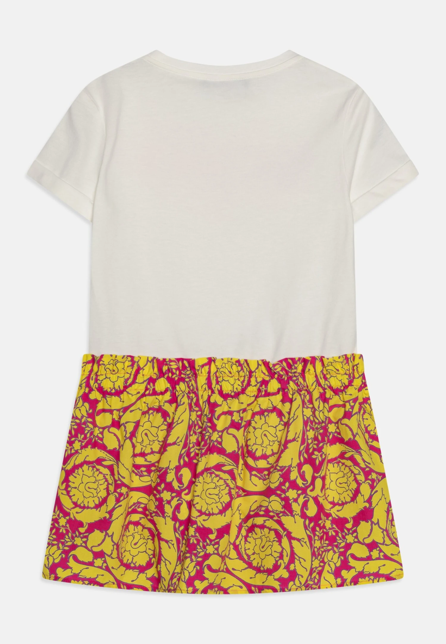 Versace Dress Barocco Silhouette Kids LogoVestito Di MaglinaBianco/Fuxia Giallo Bambini Vestiti 1VE23F01F-A11 2 Versace Dress Barocco Silhouette Kids LogoVestito Di MaglinaBianco/Fuxia Giallo Bambini Vestiti 1VE23F01F-A11 - immagine 2