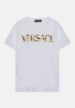 Versace Ricamo Logo Barocco Kids UnisexT-Shirt Con StampaBianco/Nerooro Bambini T-shirt & Top 1VE26G033-A11