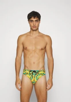 Versace Swim Vita Recycled Cocco BaroccoCostume Da BagnoGlacier Green/Black/Gold Uomo Moda Mare 1VE82H01T-M11