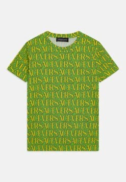 Versace Allover Kids UnisexT-Shirt Con StampaVerde/Lemon Yellow Bambini T-shirt & Top 1VE26G02W-M11