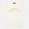 Versace Logo UnisexT-Shirt Con StampaBianco/Oro Bambini T-shirt & Top 1VE26G02Y-A11