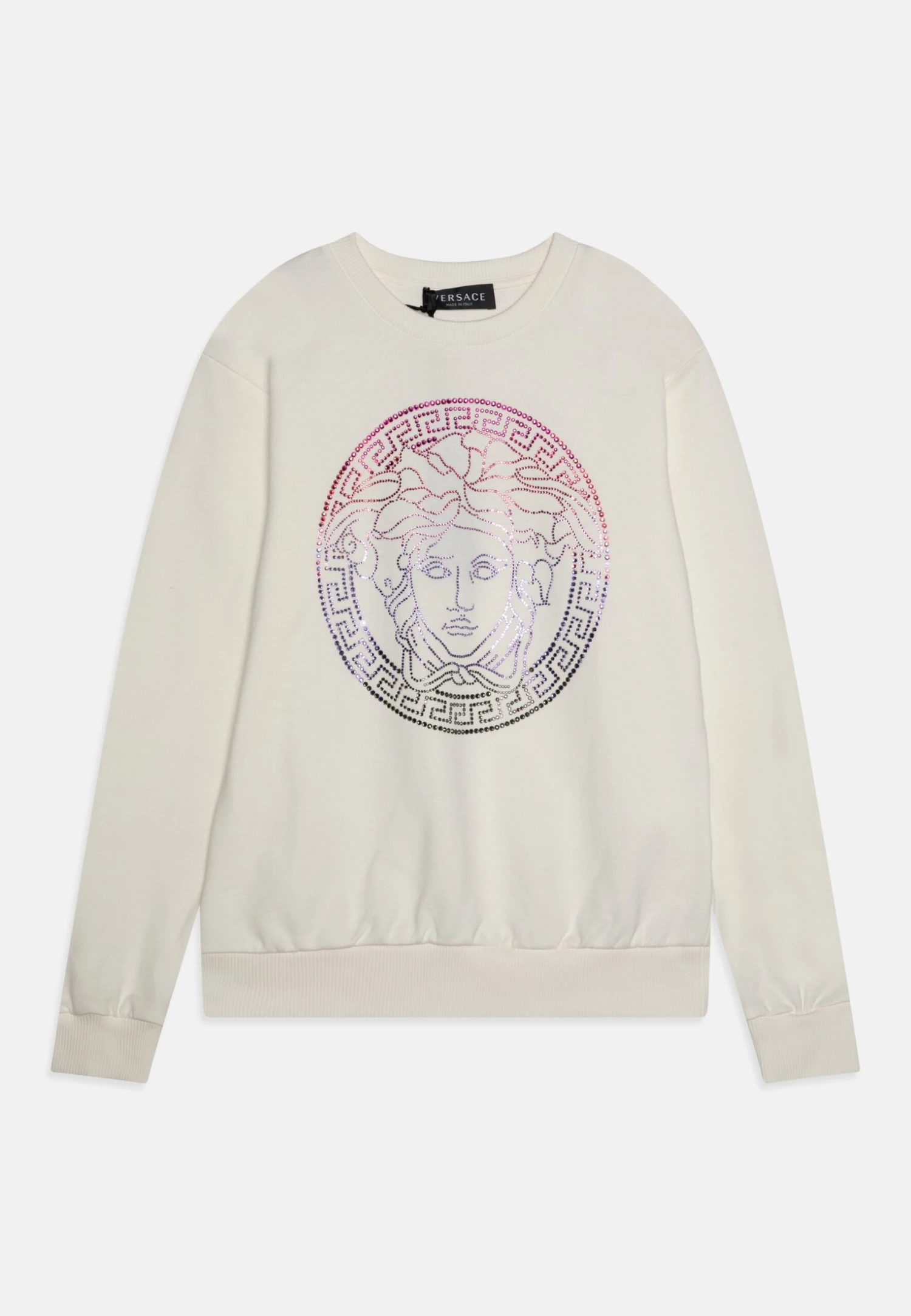 Versace Ricamo Medusa UnisexFelpaBianco/Multi-Coloured Bambini Pullover & Cardigan 1VE26K01A-A11 1 Versace Ricamo Medusa UnisexFelpaBianco/Multi-Coloured Bambini Pullover & Cardigan 1VE26K01A-A11