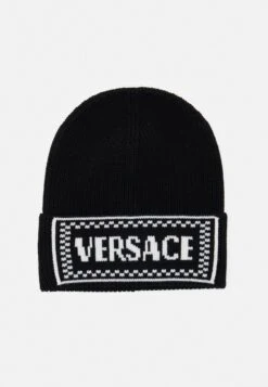 Versace Beanie MacrologoBerrettoBlack/White Donna Cappelli E Foulard 1VE51B01I-Q11