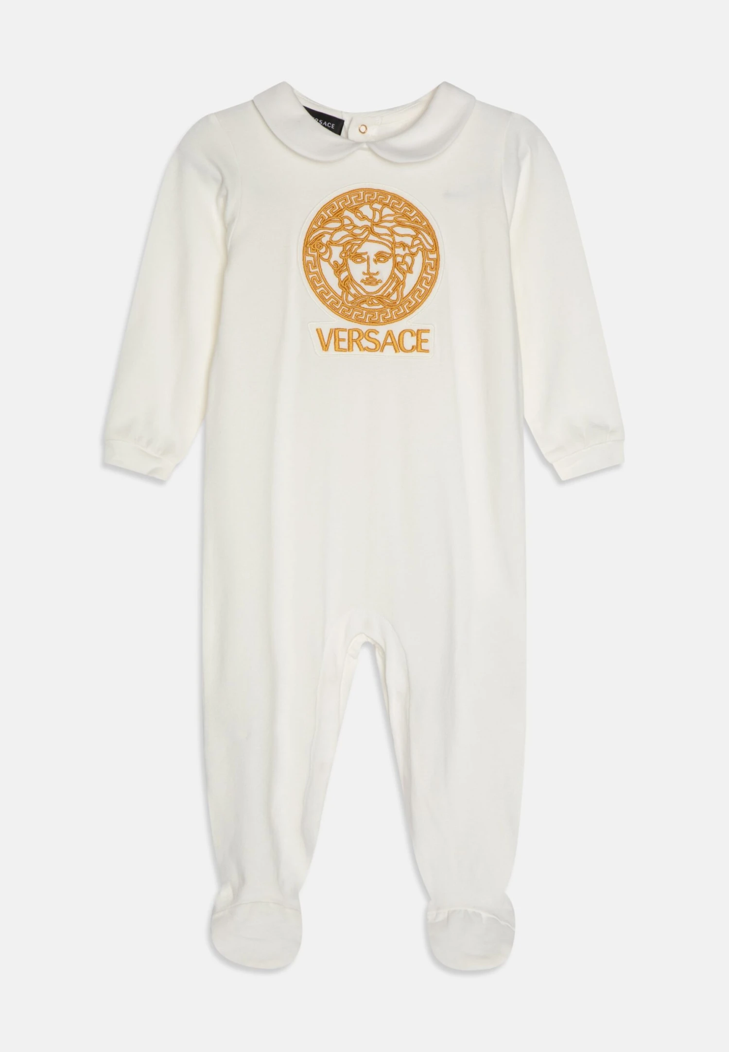 Versace Bodysuit With Feet Medusa Logo UnisexTutinaBianco/Oro Bambini Regali Per La Nascita 1VE86B00H-A11 1 Versace Bodysuit With Feet Medusa Logo UnisexTutinaBianco/Oro Bambini Regali Per La Nascita 1VE86B00H-A11