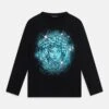 Versace Stampa Medusa UnisexMaglietta A Manica LungaNero/Azzurro Bambini T-shirt & Top 1VE26G02Z-Q12