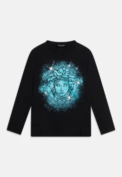 Versace Stampa Medusa UnisexMaglietta A Manica LungaNero/Azzurro Bambini T-shirt & Top 1VE26G02Z-Q12