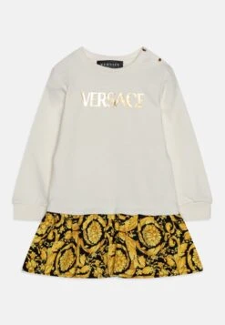 Versace Baby Dress Logo Barocco KidsVestito EstivoBianco/Oro/Nero Bambini Vestiti 1VE23F01J-A11