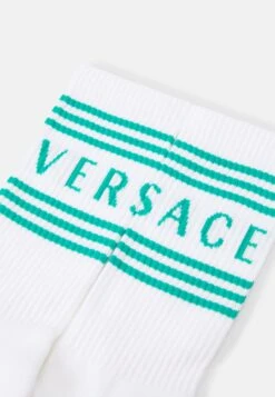 Versace Athletic Socks Bio Sponge Socks Written StripesCalzeWhite/Glacier Green Donna Calze 1VE810000-A12 -Accessories 6398451c5354498daf7374c47683bf11
