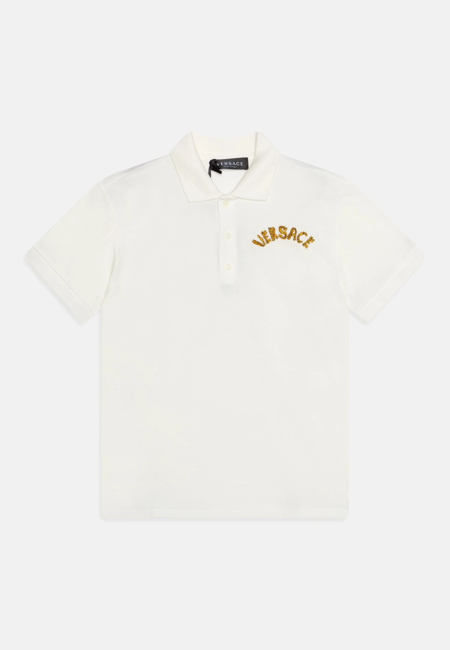 Versace Logo UnisexPoloBianco/Oro Bambini T-shirt & Top 1VE26G030-A11 1 Versace Logo UnisexPoloBianco/Oro Bambini T-shirt & Top 1VE26G030-A11
