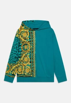Versace Fashion Show Capsule Barocco Cocco UnisexFelpa Con CappuccioGlacier Green/Gold Bambini Pullover & Cardigan 1VE26K01J-M11