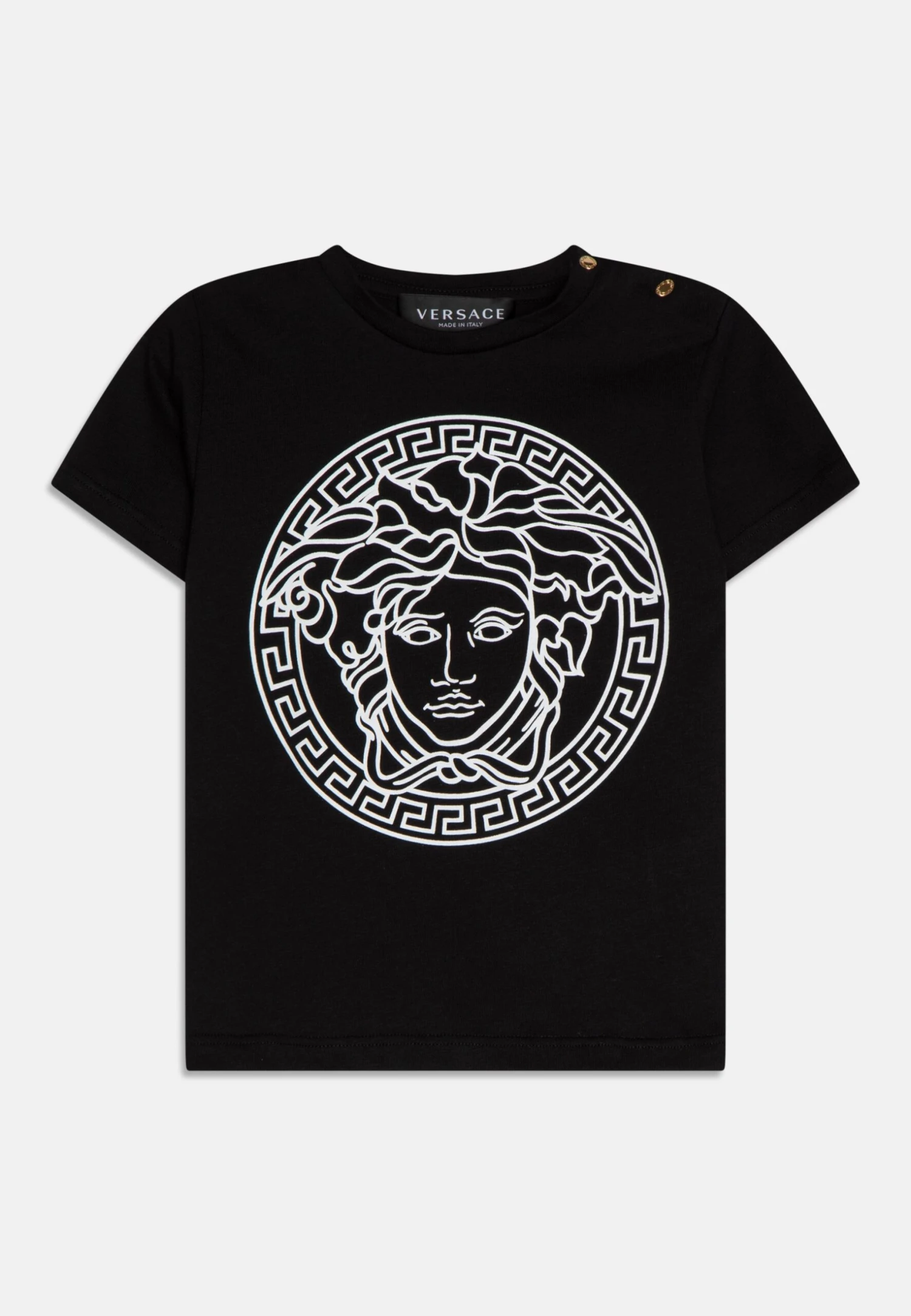 Versace Medusa UnisexT-Shirt Con StampaNero/Bianco Bambini T-shirt & Top 1VE26G02R-Q11 1 Versace Medusa UnisexT-Shirt Con StampaNero/Bianco Bambini T-shirt & Top 1VE26G02R-Q11