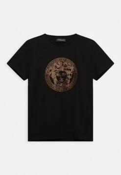 Versace Strass Medusa UnisexT-Shirt Con StampaBlack Bambini T-shirt & Top 1VE23G00E-Q11