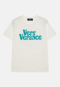 Versace Fashion Show Capsule Tvery Print UnisexT-Shirt Con StampaWhite/Glacier Green Bambini T-shirt & Top 1VE26G037-A11