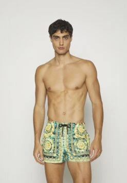 Versace Swim Golfo Cocco Barocco PrintShorts Da MareGlacier Green/Black/Gold Uomo Moda Mare 1VE82H01S-M11