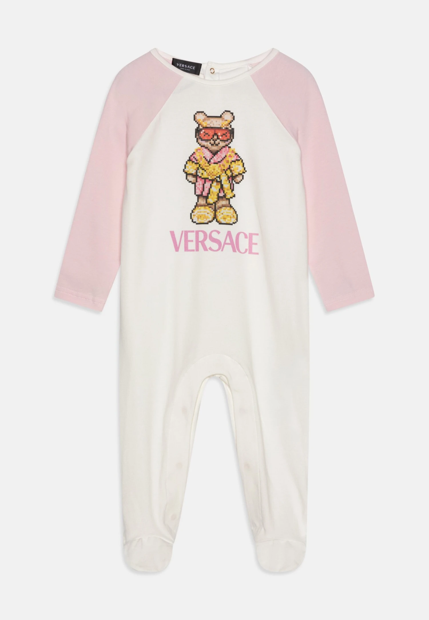 Versace Baby Bodysuit With Feet Pixel Teddy UnisexTutinaBianco/Rosa/Multicolor Bambini Intimo E Per La Notte 1VE86A009-A11 1 Versace Baby Bodysuit With Feet Pixel Teddy UnisexTutinaBianco/Rosa/Multicolor Bambini Intimo E Per La Notte 1VE86A009-A11