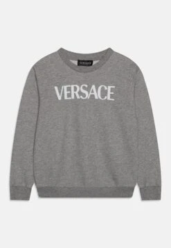 Versace Logo Medusa UnisexFelpaGrigio Melange/Bianco Bambini Pullover & Cardigan 1VE26K01H-C11