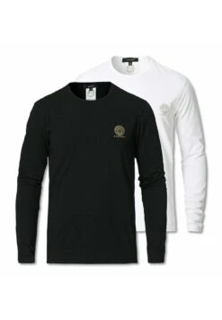 Versace 2 Pack Medusa LogoMaglietta A Manica LungaBlack/White Uomo T-shirt E Polo 1VE22O00H-Q12