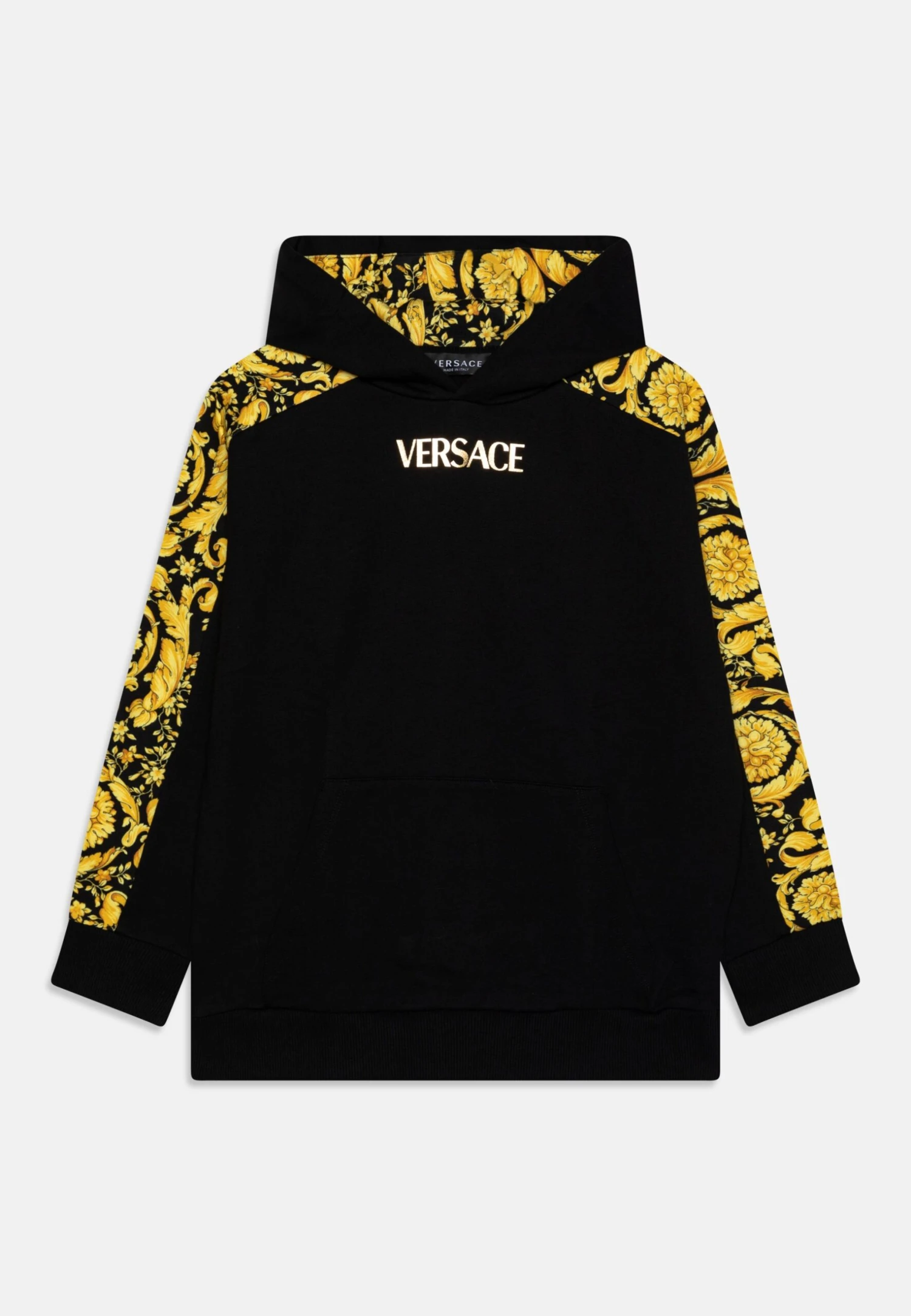 Versace Barocco Kids Medusa UnisexFelpa Con CappuccioNero/Oro Bambini Pullover & Cardigan 1VE26K01B-Q11 1 Versace Barocco Kids Medusa UnisexFelpa Con CappuccioNero/Oro Bambini Pullover & Cardigan 1VE26K01B-Q11