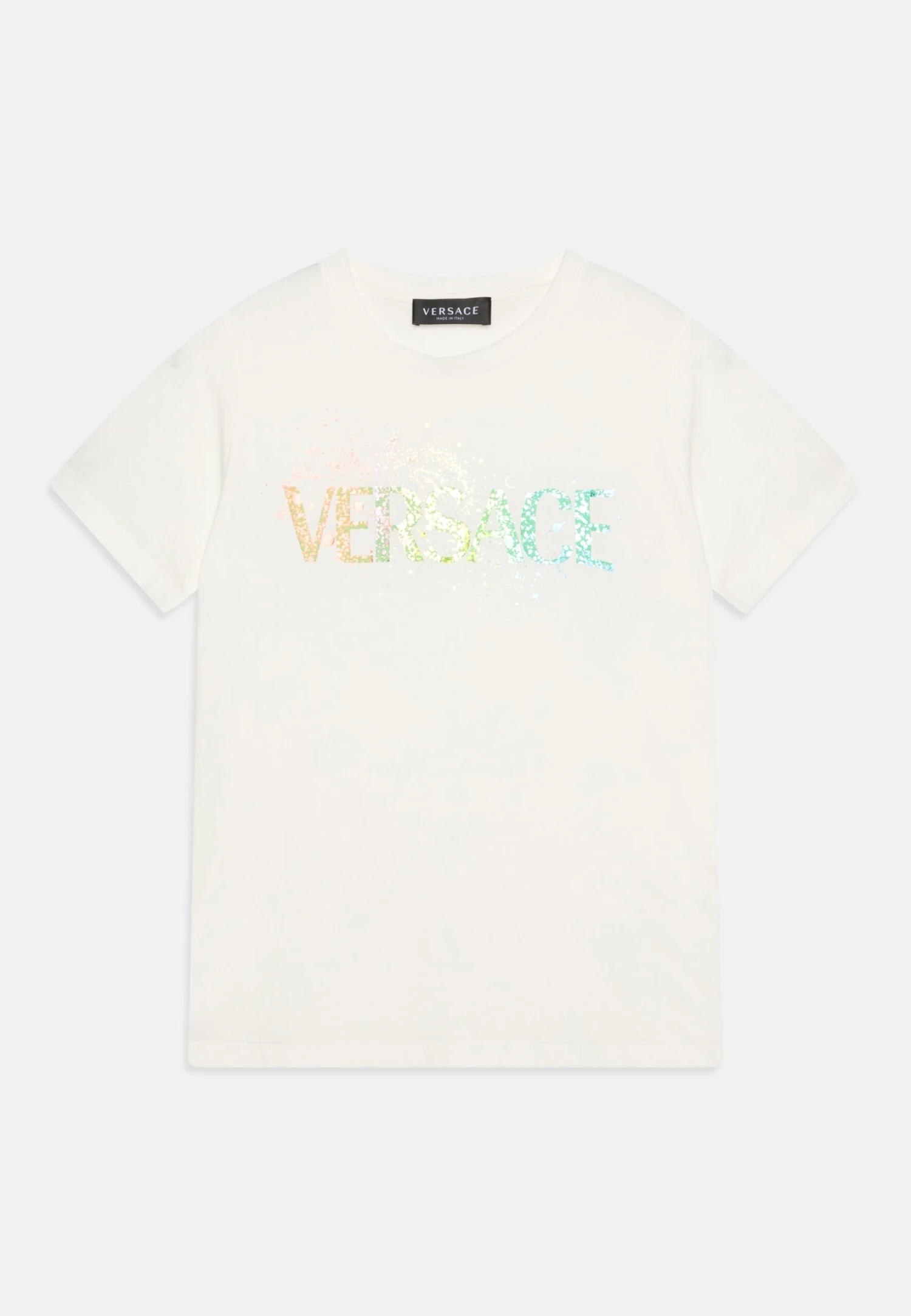 Versace St Ologram Logo UnisexT-Shirt Con StampaBianco/Azzurro Bambini T-shirt & Top 1VE26G02V-A11 1 Versace St Ologram Logo UnisexT-Shirt Con StampaBianco/Azzurro Bambini T-shirt & Top 1VE26G02V-A11