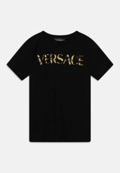 Versace Ricamo Logo Barocco Kids UnisexT-Shirt Con StampaNero/Oro Bambini T-shirt & Top 1VE26G033-Q11