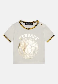 Versace Baby Barocco Kids Logo MedusaT-Shirt Con StampaBianco/Nero/Oro Bambini T-shirt & Top 1VE23G00M-A11