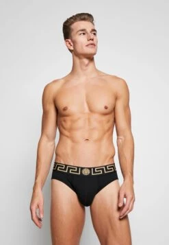 Versace Slip Basso Intimo UomoSlipNero Greca Oro Uomo Intimo 1VE82O00J-Q11