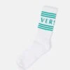 Versace Athletic Socks Bio Sponge Socks Written StripesCalzeWhite/Glacier Green Donna Calze 1VE810000-A12