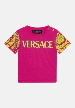 Versace Barocco Sihlouette Kids LogoT-Shirt Con StampaFuxia/Giallo Bambini T-shirt & Top 1VE23G00L-J11