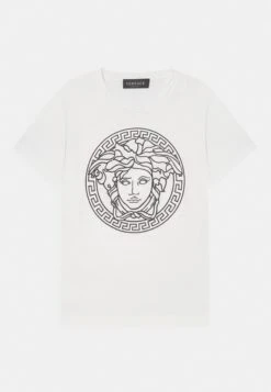 Versace Medusa UnisexT-Shirt Con StampaBianco/Nero Bambini T-shirt & Top 1VE26G02A-A11