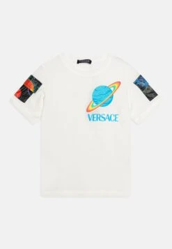 Versace Galaxy Boy St. Planet Logo UnisexT-Shirt Con StampaBianco/Multicolor Bambini T-shirt & Top 1VE26G038-A11